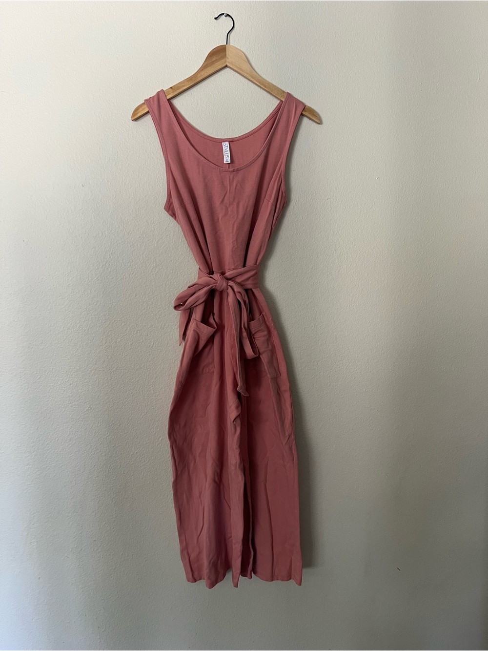 STYLUS Mauve Pink Sleeveless Tie-Waist Maxi Dress